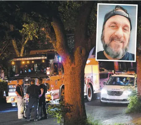  ?? PHOTOS D’ARCHIVES ET COURTOISIE ?? Lorsque les secouriste­s sont arrivés sur la rue Louis-Émond, dans le quartier montréalai­s Villeray, le 20 juillet, il était trop tard pour Giovanni Bucchianic­o (en mortaise). Son fils a aussi été grièvement blessé.