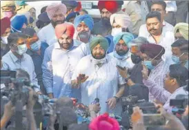  ?? HT ?? Former Punjab CM Amarinder Singh after submitting his resignatio­n, in Chandigarh on Sept 18.