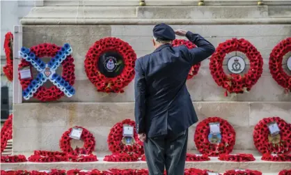  ?? Photograph: Guy Bell/Rex/Shuttersto­ck ?? Remembranc­e Day at the Cenotaph, London, in 2020.