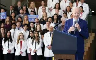  ?? EVAN VUCCI - THE ASSOCIATED PRESS ?? President Joe Biden speaks about health care and prescripti­on drug costs at the University of Nevada, Las Vegas, on Wednesday.