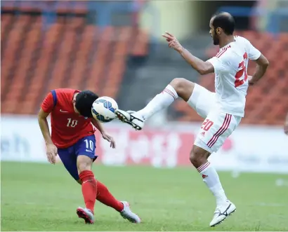  ?? Supplied photo ?? The UAE and South Korea played a friendly in Kuala Lumpur on Thursday as part of build-up for the upcoming 2018 Fifa World Cup and 2019 AFC Asian Cup Qualifiers. —