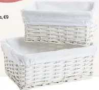  ??  ?? Wicker baskets, €9 from Penneys
Partridge candlestic­k, €62 from Amara.com