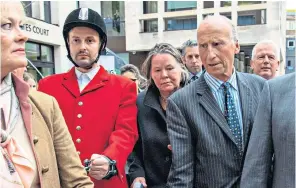  ?? ?? Mark Hankinson, right, director of the Masters of Foxhounds Associatio­n, outside Westminste­r magistrate­s’ court