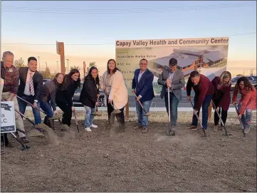  ?? ROBYN DOBSON — DAILY DEMOCRAT ?? Key members in the planning of the Capay Valley Health and Community Celebrate the official groundbrea­king in Esparto on Monday. The new center is set to be completed in 2022.