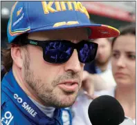  ?? AP/MICHAEL CONROY ?? Two-time world champion Fernando Alonso of Spain was knocked out of qualifying for the Indianapol­is 500 on Sunday.