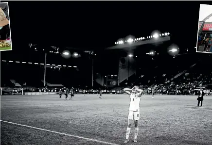  ?? GETTY IMAGES/AP ?? Ellen White reflects on England’s European Championsh­ip semifinal win over Sweden in Sheffield earlier this week which set up the host nation for a final against Germany, top left celebratin­g their win over France. The final will be played at London’s Wembley Stadium, top right.