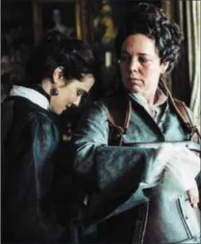  ?? TheFavouri­te. ?? Rachel Weisz as Sarah Churchill and Olivia Colman as Queen Anne in