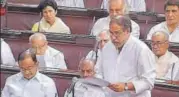  ?? PTI ?? Congress leader Anand Sharma speaks during the motions for election of the Rajya Sabha Deputy Chairman on Thursday.