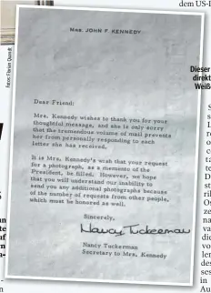  ?? Quandt Florian Fotos: ?? Dieser Brief kam direkt aus dem Weißen Haus.