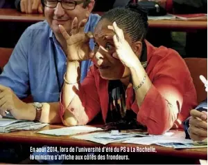  ??  ?? En août 2014, lors de l’université d’été du PS à La Rochelle, la ministre s’affiche aux côtés des frondeurs.