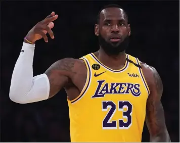  ?? SCOTT VARLEY — SCNG ?? Lakers star LeBron James said he’s heard no talk of canceling the season and as soon as it’s safe he’s ready to resume play.