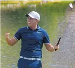  ?? GREG SORBER/JOURNAL ?? Tyler Torano of Chula Vista, Calif., celebrates after his birdie putt on 18 earned him the victory at the New Mexico Open.