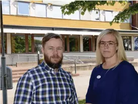  ?? Bild: LENA LYXELL ?? OMFATTANDE STÖLDER. Tångaskola­ns rektor Leif Sandlund och biträdande rektor Frida Omberg hade fullt upp på fredagen efter inbrottet på skolan.