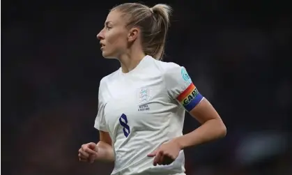  ?? ?? Leah Williamson proudly wears the rainbow captain’s armband during England’s Euro 2022 game against Austria. Photograph: MI News/ NurPhoto/Shuttersto­ck