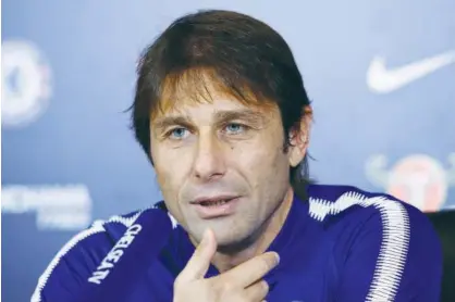  ?? Reuters ?? Chelsea manager Antonio Conte attends a press conference at the Chelsea FC Training Ground in London on Friday.