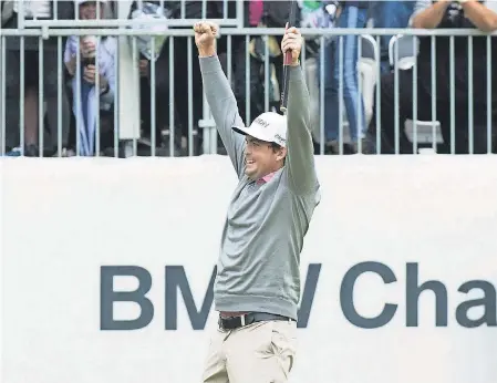  ??  ?? With his win, Keegan Bradley will enter The Tour Championsh­ip, the FedExCup Playoffs final, sixth in points after entering the BMW Championsh­ip in 52nd. BILL STREICHER/USA TODAY SPORTS