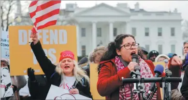  ?? PABLO MARTINEZ MONSIVAIS / ASSOCIATED PRESS MADAGASCAR ?? Celina Benitez, who was born in El Salvador and migrated with her family to the US as a young child and is now a US citizen, speaks during a rally in Washington on Monday.