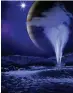  ??  ?? Artist’s impression of a water vapour plume on Europa, one of Jupiter’s moons