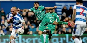  ?? AP ?? Watford’s Troy Deeney goes for goal against QPR yesterday.