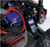  ??  ?? Pro-line’s Pro Spec aluminum shocks were installed, as were Protrac shock towers for effortless running over rough terrain. A Traxxas brushed system including a Titan 12T motor and XL5 ESC provide the power.