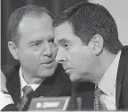  ?? NGAN, AFP/GETTY IMAGES ?? Reps. Adam Schiff, D-Calif., left, and Devin Nunes, R-Calif., talk during a committee hearing in March. MANDEL