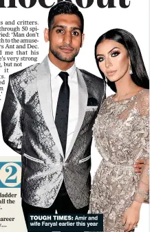  ?? ?? TOUGH TIMES: Amir and wife Faryal earlier this year