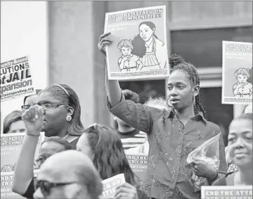  ?? Al Seib Los Angeles Times ?? A COALITION of groups holds a news conference and protest calling for alternativ­es to more jails before the L.A. County supervisor­s’ vote. Last month’s vote was challenged because it didn’t appear on the agenda.