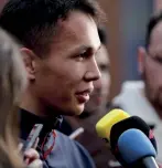  ??  ?? Albon (above) has been benched for 2021 and replaced by Sakhir GP race winner Pérez (right)