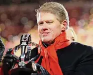  ?? Kevin C. Cox/Getty Images ?? Kansas City Chiefs owner and CEO Clark Hunt celebrates with the Lamar Hunt Trophy after defeating the Cincinnati Bengals 23-20 in the AFC Championsh­ip on Jan. 29 in Kansas City.
