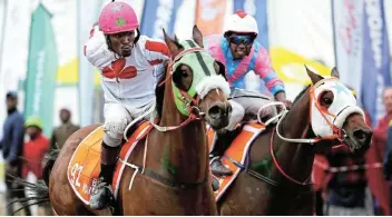  ?? ?? WINNING PEDIGREE: Konakeleph­i, with Sandile Xoza in the saddle, was the winner in the main race at the Berlin November on Saturday. This was the ninth edition of the race.