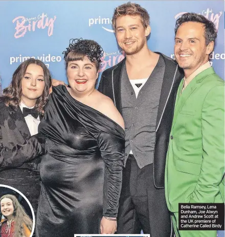  ?? ?? Bella Ramsey, Lena Dunham, Joe Alwyn and Andrew Scott at the UK premiere of Catherine Called Birdy