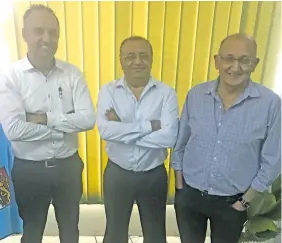  ?? Photo: Maraia Vula ?? From left: Fineland Investment­s general manager Kowtil Jogia, directors Subhas Parshotam and Satish Parshotam.