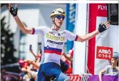  ??  ?? Erfolgslau­f: Matej Mohoric gewann heuer bereits eine Etappe beim Giro d’Italia und nun auch bei der Ö-Tour