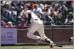  ?? DARREN YAMASHITA — THE ASSOCIATED PRESS ?? The San Francisco Giants’ Mike Yastrzemsk­i runs to first base after hitting a home run against the Cincinnati Reds during the fourth inning Sunday in San Francisco.