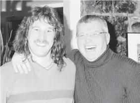  ?? PHOTO POLICE ?? Frédéric Faucher, left, and Maurice (Mom) Boucher pose for a photo in October 2000 after agreeing to a ceasefire in a biker gang war. Faucher was recently denied release from prison.