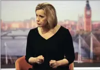  ?? PICTURE: REUTERS ?? Britain’s Home Secretary Amber Rudd speaks on the BBC’s ‘Marr Show’ in London yesterday.