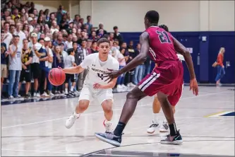  ?? Photo courtesy Darcy Brown/TMU Athletics ?? TMU’s Hansel Atencia (4) matched a career-high 11 assists in a win over Westmont College last week.