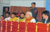 ?? HT PHOTO ?? Chief minister Manohar Lal during a programme in Ambala on Thursday.