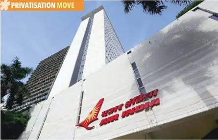  ?? — Reuters ?? The Air India logo is seen on the facade of its office building in Mumbai, India.