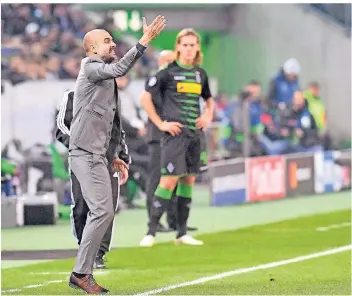  ?? FOTO: IMAGO IMAGES ?? So kennt man Pep Guardiola an der Seitenlini­e. Im November 2016 waren er und seine Spieler von Manchester City zum bisher letzten Mal im Borussia Park zu Gast.