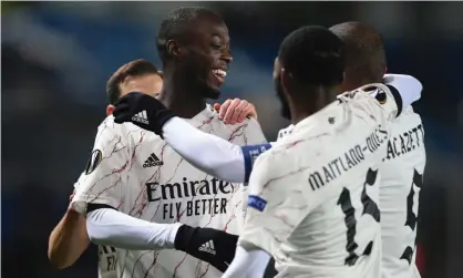  ??  ?? Nicolas Pépé impressed against Molde, scoring Arsenal’s opener, but he has struggled in the league and was sent off at Leeds last Sunday. Photograph: David Price/Arsenal FC/Getty Images