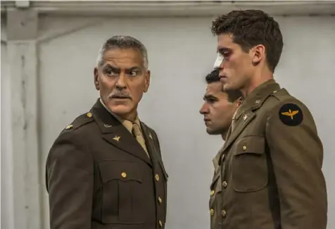  ?? Philipe Antonello/Hulu ?? From left, George Clooney, Christophe­r Abbott and Pico Alexander star in “Catch-22” on Hulu.