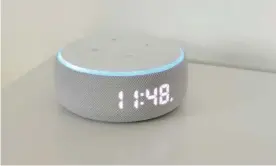  ??  ?? The Echo Dot now has a clock, making it a simple but effective alarm clock replacemen­t. Photograph: Samuel Gibbs/The Guardian