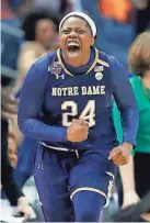  ?? ASSOCIATED PRESS ?? Former DSHA star Arike Ogunbawale put Notre Dame in the title game with her game-winning shot against UConn on Friday.