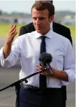  ??  ?? President Emmanuel Macron addresses the media in the French Caribbean islands