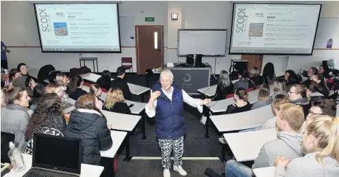  ?? PHOTO: GREGOR RICHARDSON ?? The next generation . . . Dr Jean Ross lectures Otago Polytechni­c thirdyear nursing students.