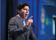  ?? DENIS POROY — THE ASSOCIATED PRESS FILE ?? In this file photo, U.S. Senate candidate, Senate President Pro Tem Kevin de Leon, D- Los Angeles, speaks at the 2018Califo­rnia Democrats State Convention in San Diego.