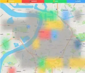  ?? FOTO RR ?? In het centrum vindt u vooral toeristen, weet Hoodmaps.