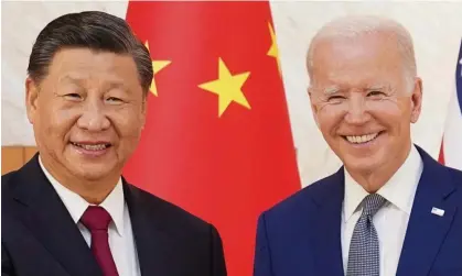  ?? Photograph: Kevin Lamarque/Reuters ?? Xi Jinping (left) with Joe Biden at the G20 in Bali on Tuesday. The summit is the leaders’ first face-to-face meeting since Biden took office in January 2021.