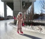  ?? STEVE RUSSELL/TORONTO STAR ?? Sienna Alvoet skates along the Bentway Skate Trail, the first section of Toronto’s newest public space, under the Gardiner.